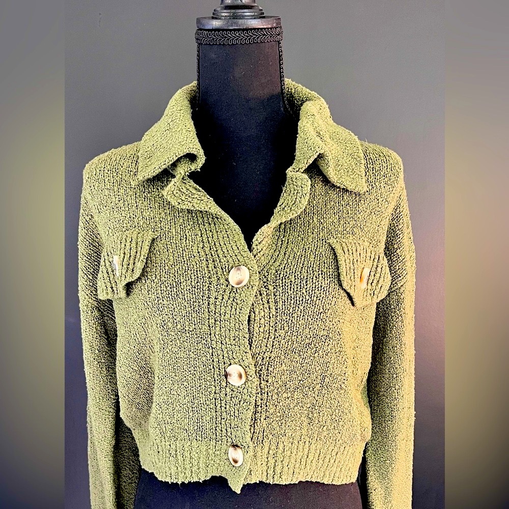 Pink Rose Women's Green Cardigan